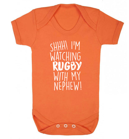 Shh.. I'm watching rugby with my nephew Baby Vest orange 18-24 months