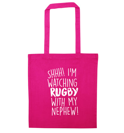 Shh.. I'm watching rugby with my nephew pink tote bag
