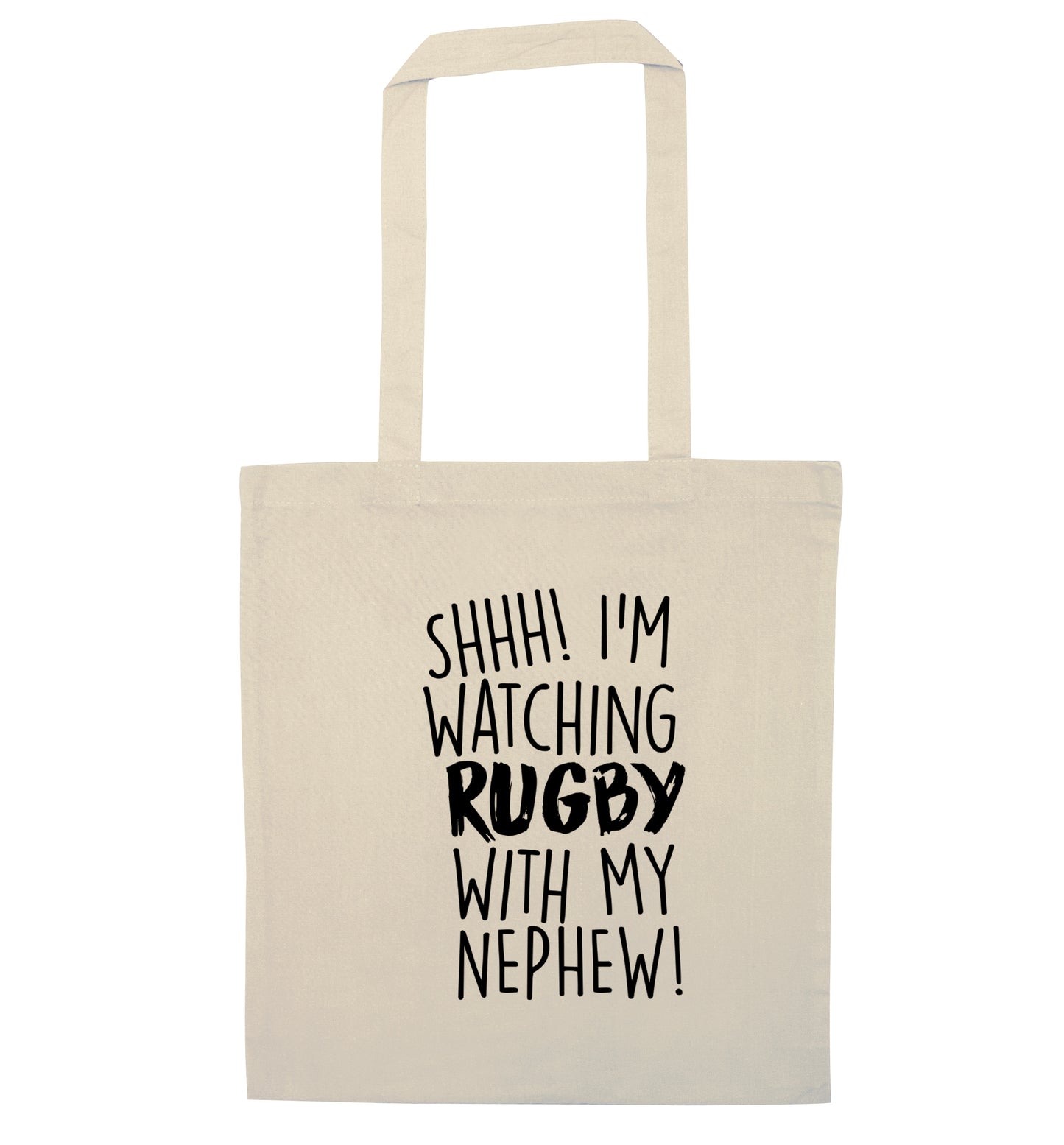 Shh.. I'm watching rugby with my nephew natural tote bag