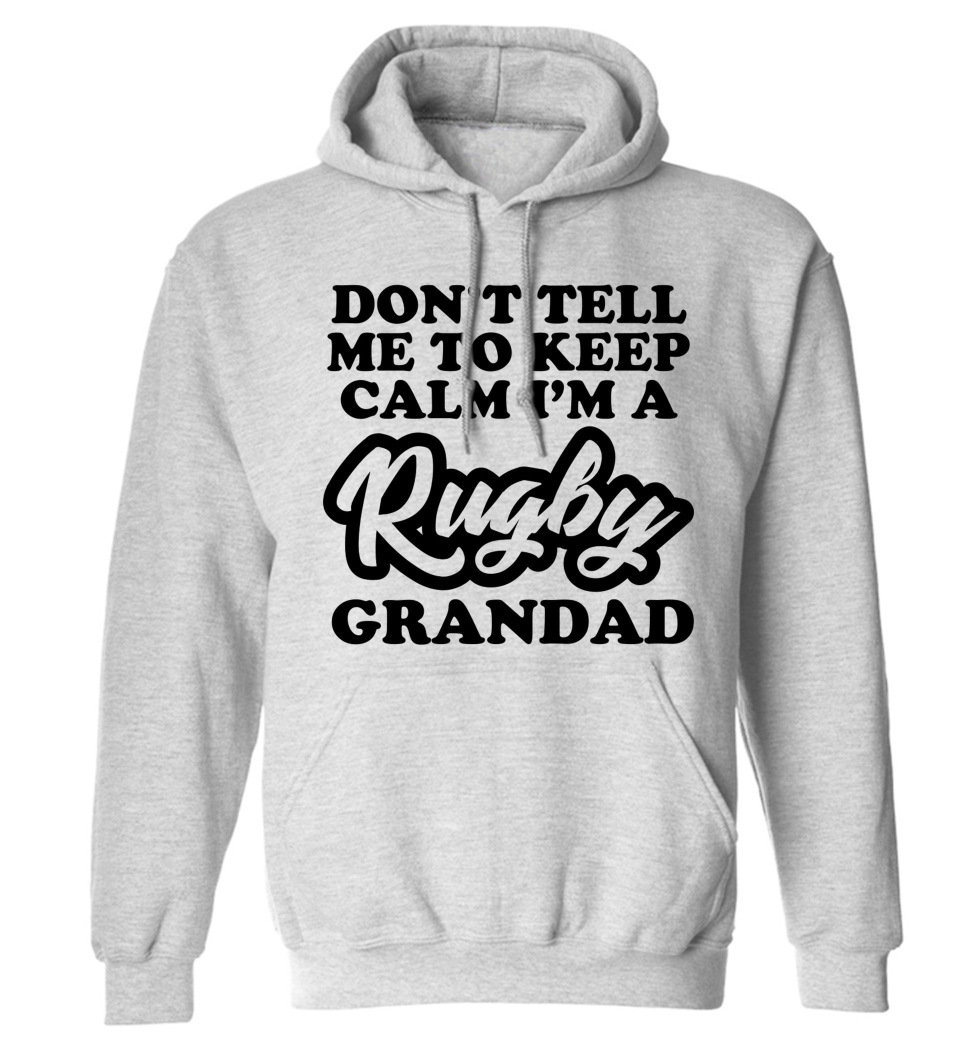 Don't tell me to keep calm I'm a rugby dad adults unisex grey hoodie 2XL