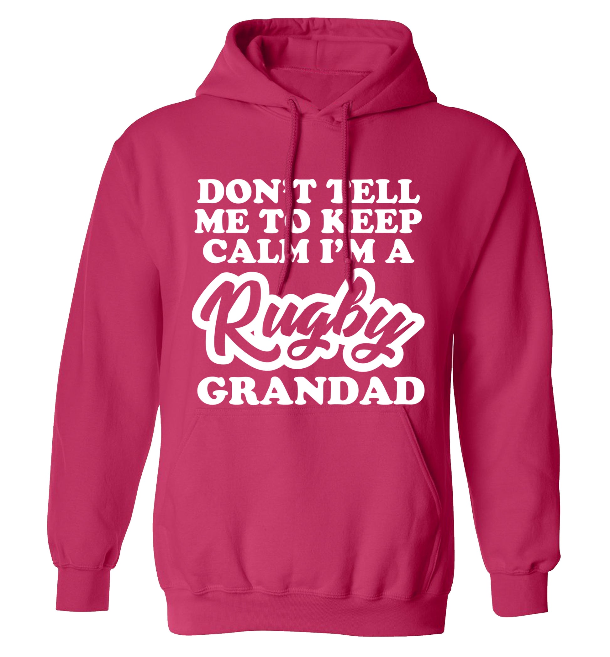 Don't tell me to keep calm I'm a rugby dad adults unisex pink hoodie 2XL
