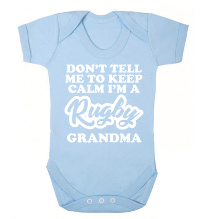 Don't tell me to keep calm I'm a rugby grandma Baby Vest pale blue 18-24 months