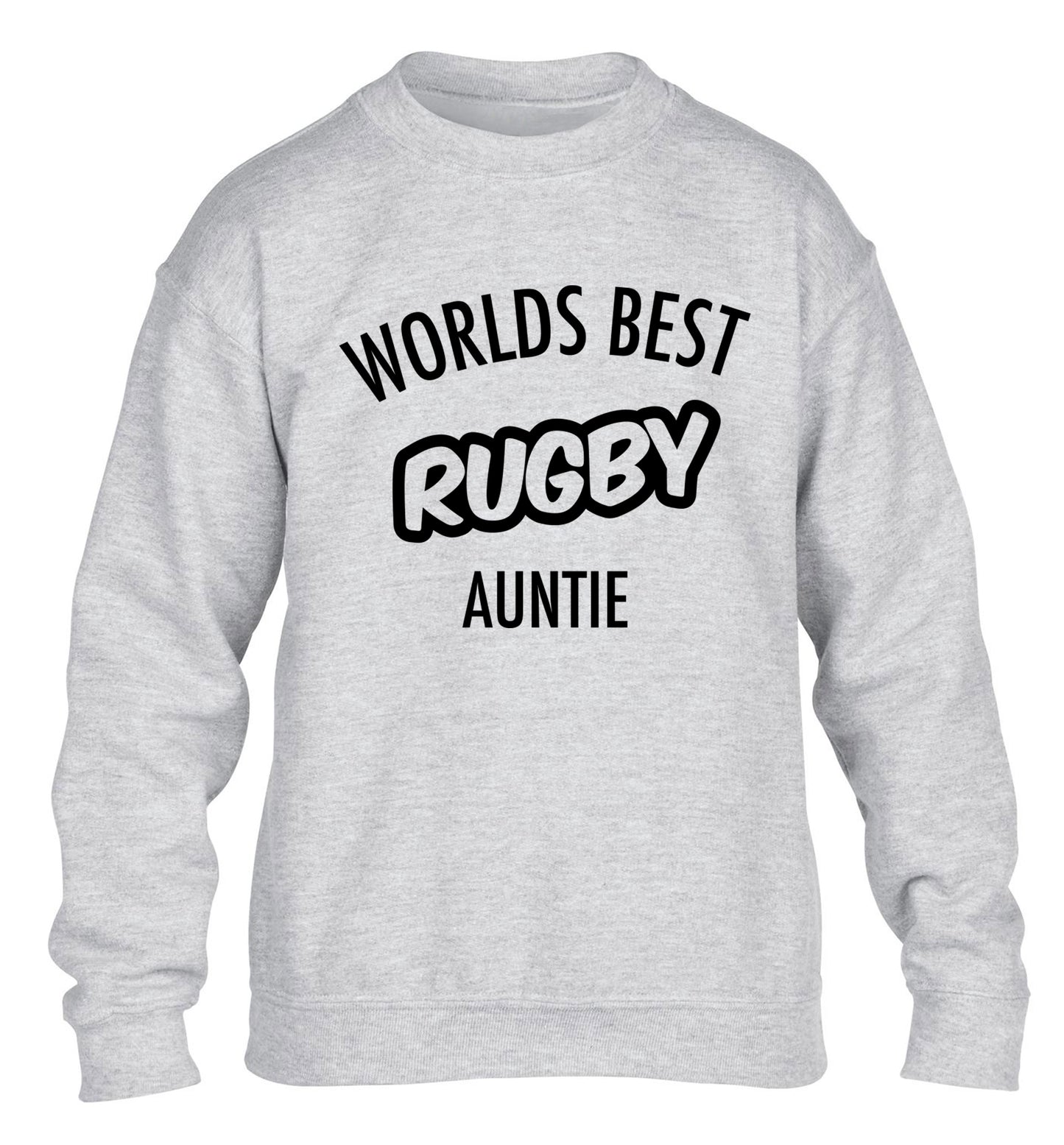 Worlds best rugby auntie children's grey sweater 12-13 Years