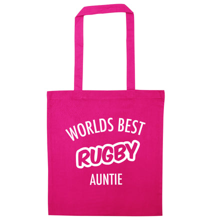Worlds best rugby auntie pink tote bag