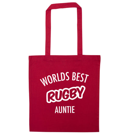 Worlds best rugby auntie red tote bag