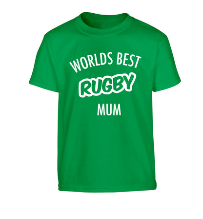 Worlds best rugby mum Children's green Tshirt 12-13 Years