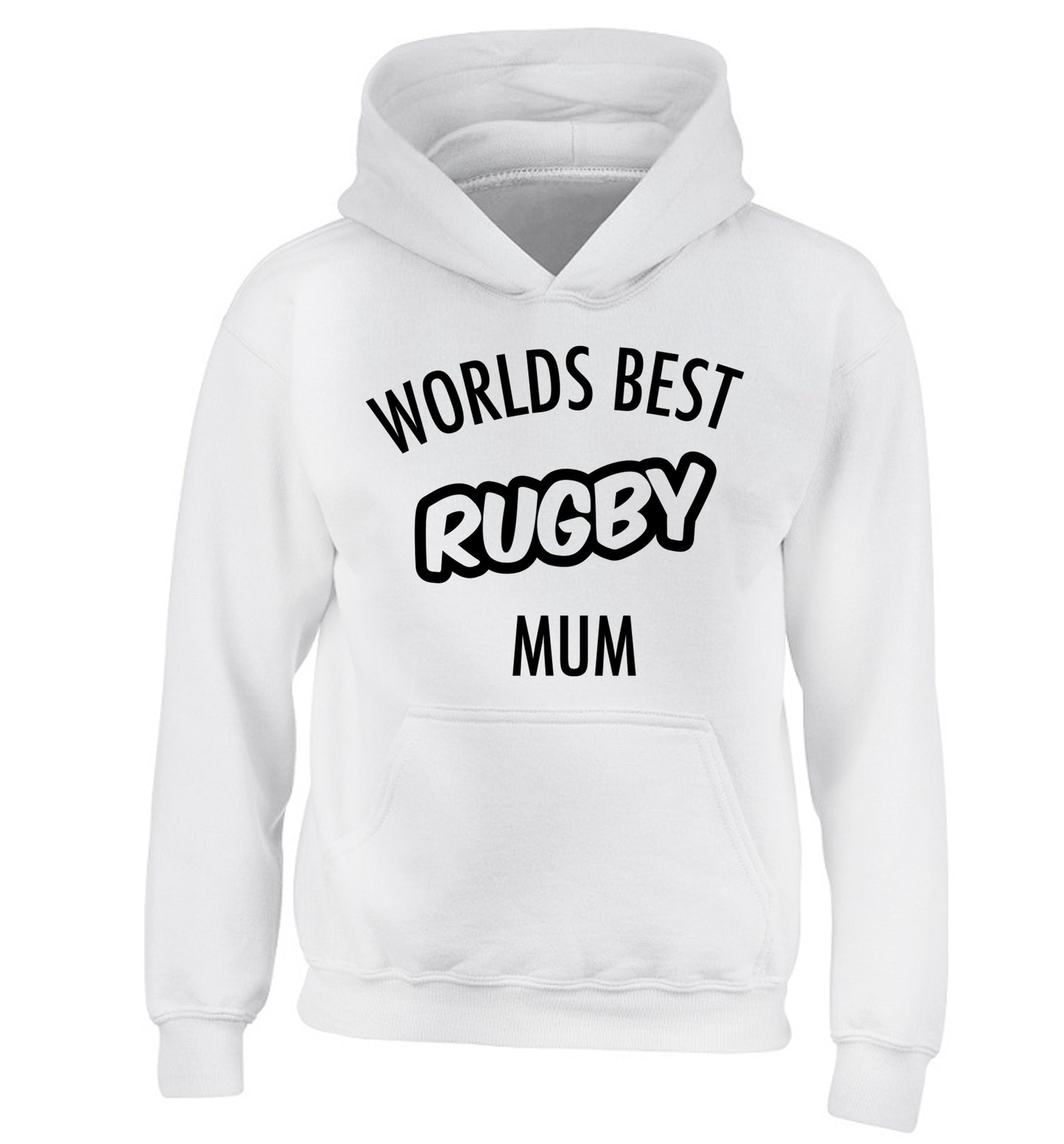 Worlds best rugby mum children's white hoodie 12-13 Years