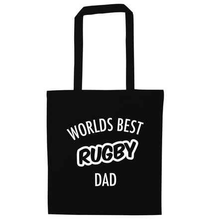 Worlds best rugby dad black tote bag