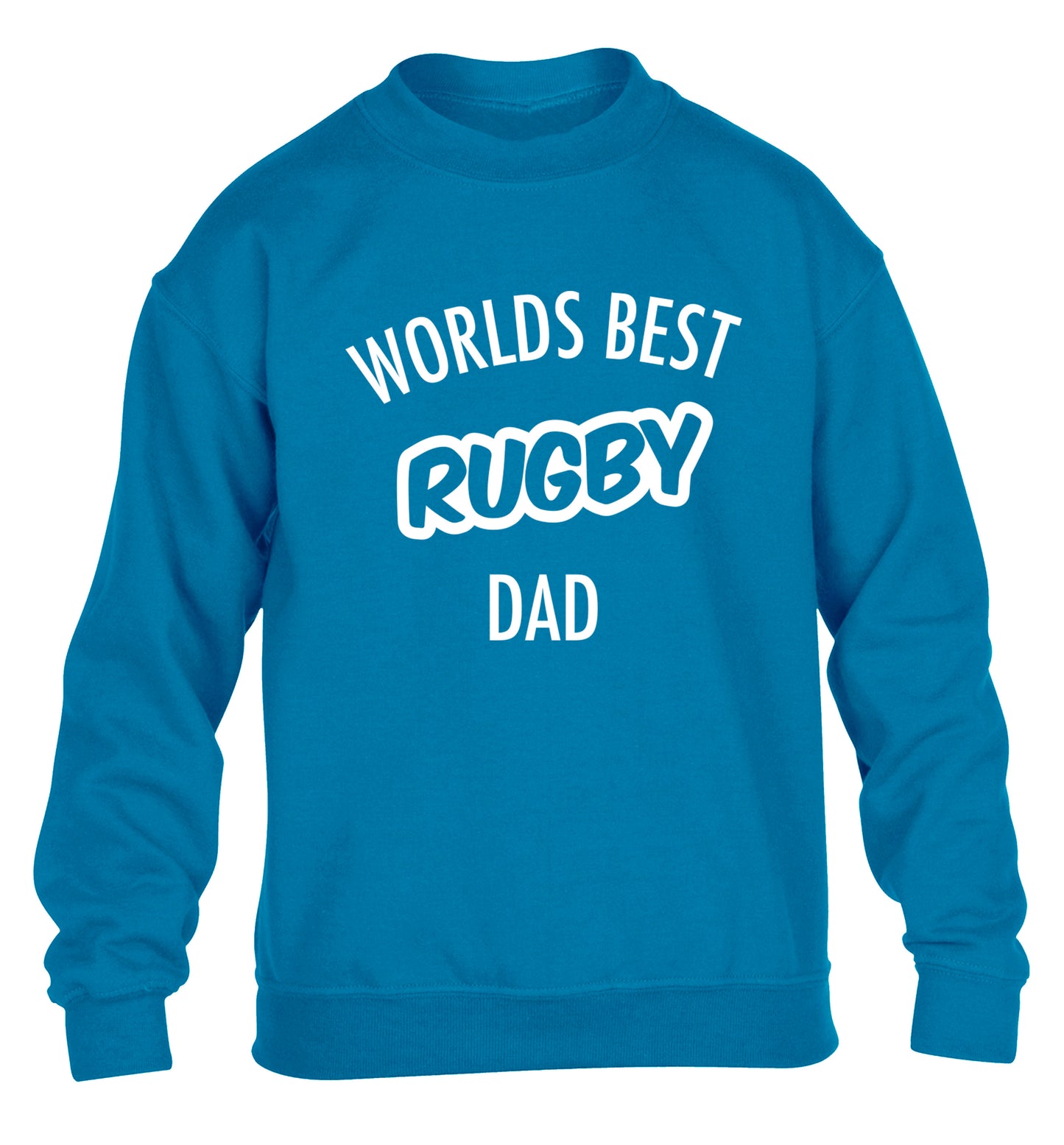Worlds best rugby dad children's blue sweater 12-13 Years