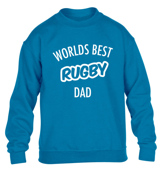 Worlds best rugby dad children's blue sweater 12-13 Years
