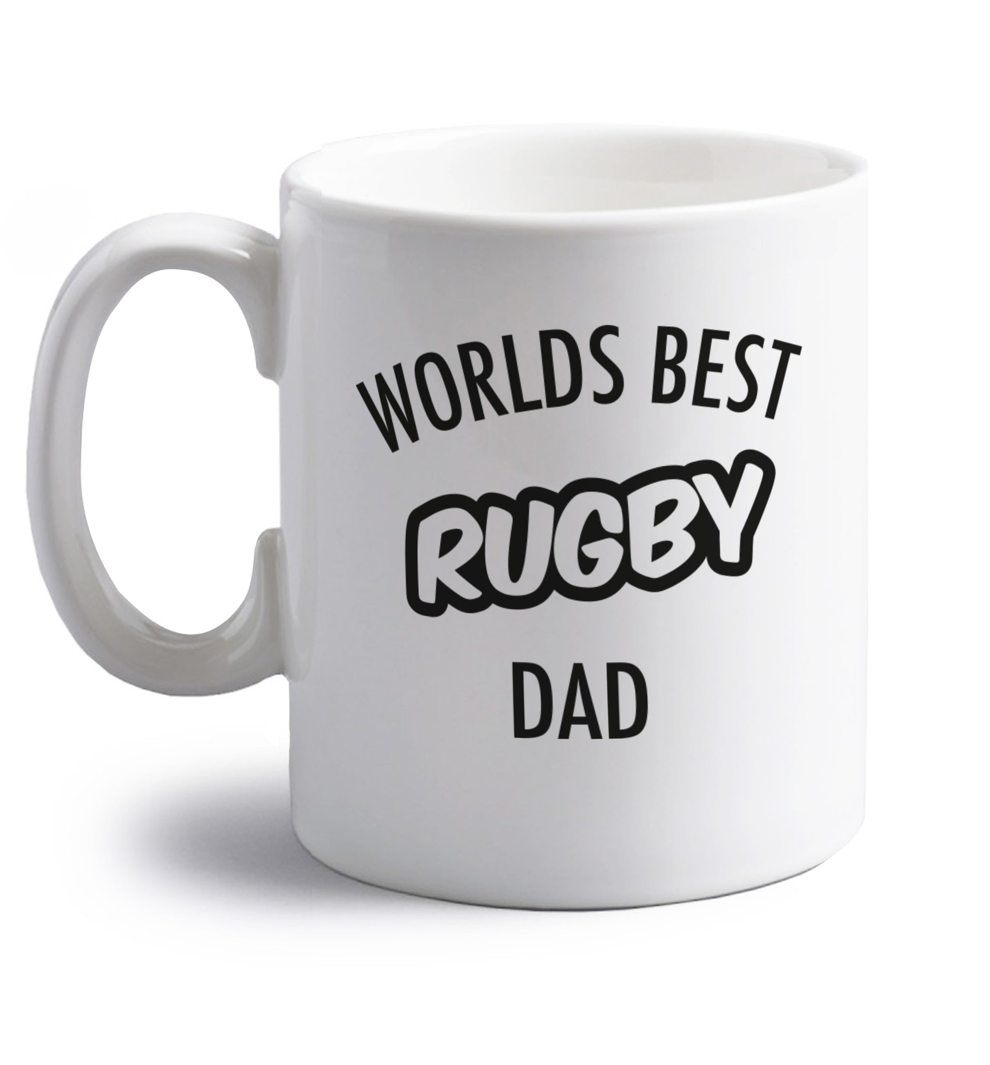 Worlds best rugby dad right handed white ceramic mug 