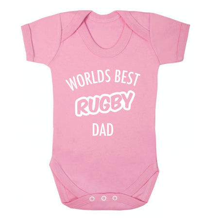 Worlds best rugby dad Baby Vest pale pink 18-24 months