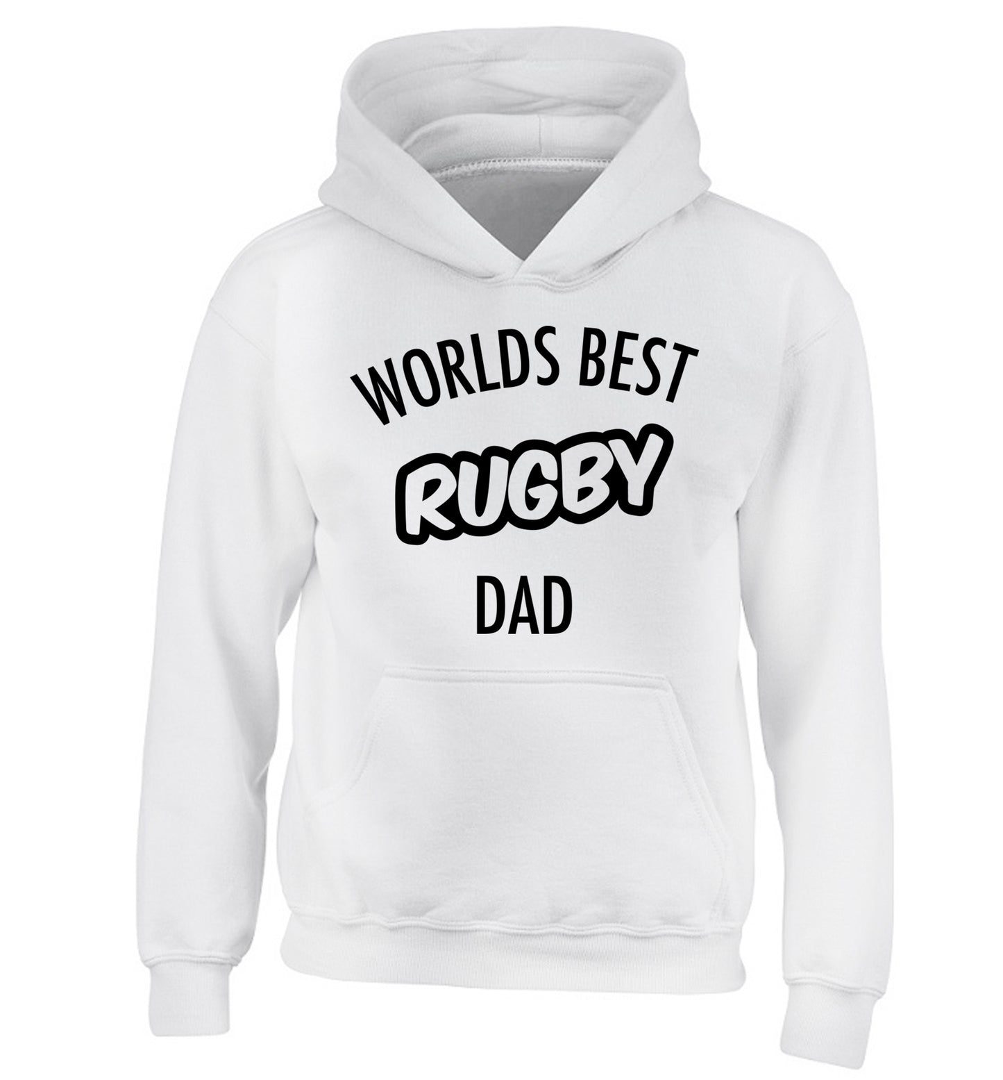 Worlds best rugby dad children's white hoodie 12-13 Years