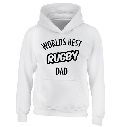 Worlds best rugby dad children's white hoodie 12-13 Years
