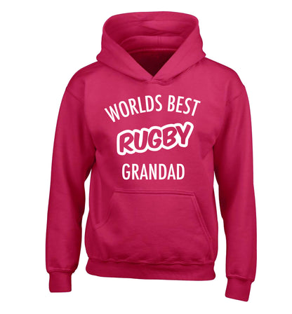 Worlds best rugby grandad children's pink hoodie 12-13 Years