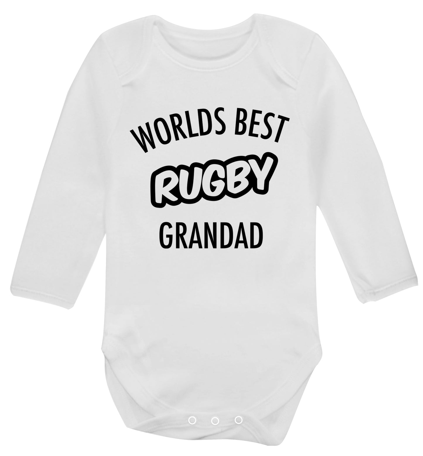 Worlds best rugby grandad Baby Vest long sleeved white 6-12 months