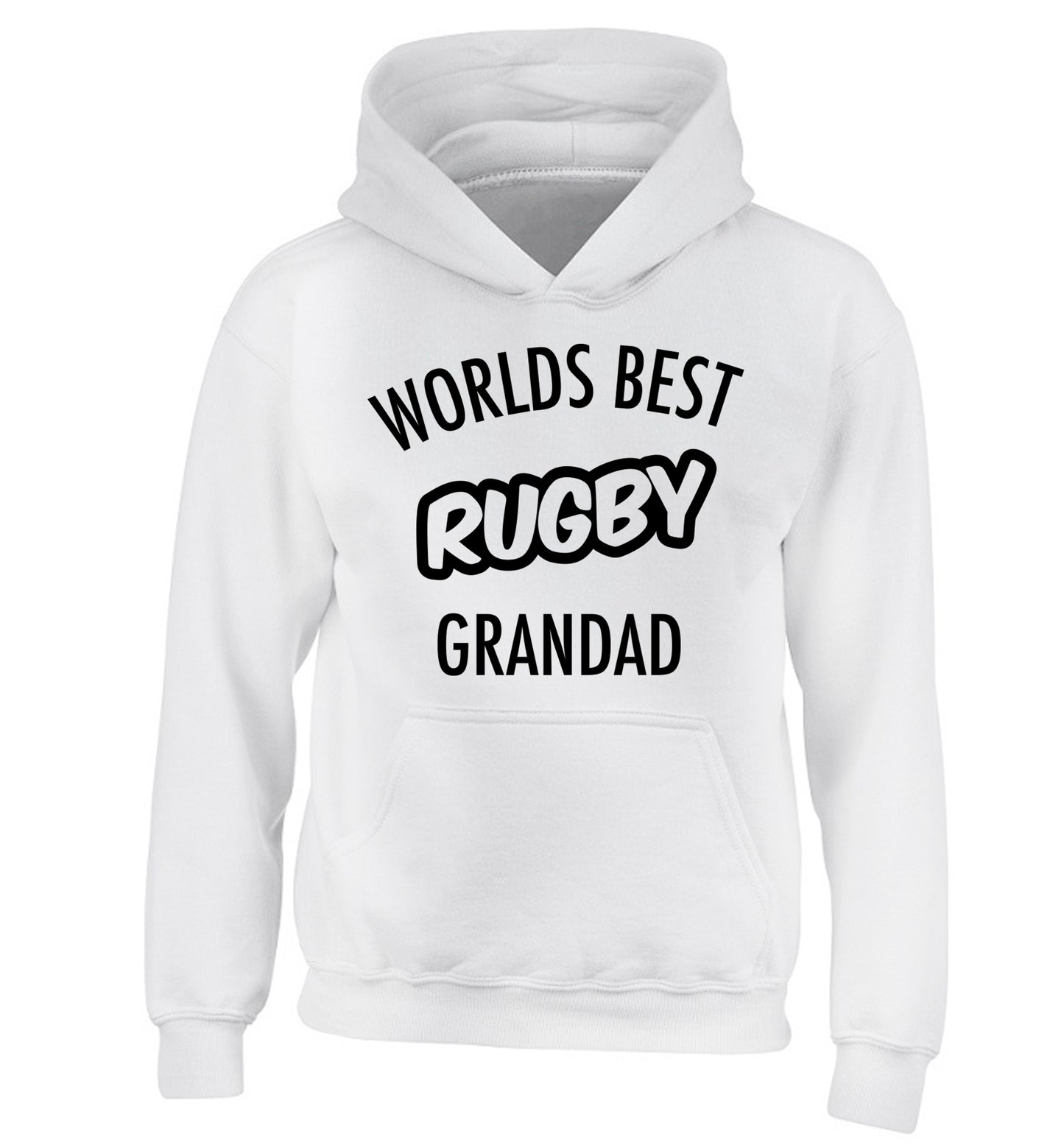 Worlds best rugby grandad children's white hoodie 12-13 Years
