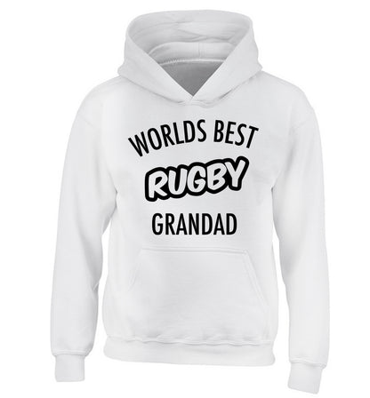 Worlds best rugby grandad children's white hoodie 12-13 Years