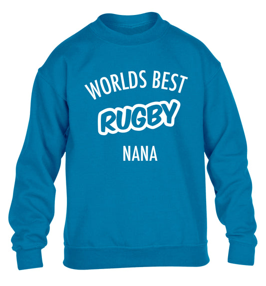Worlds Best Rugby Grandma children's blue sweater 12-13 Years