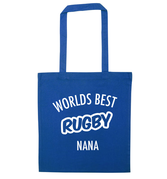 Worlds Best Rugby Grandma blue tote bag
