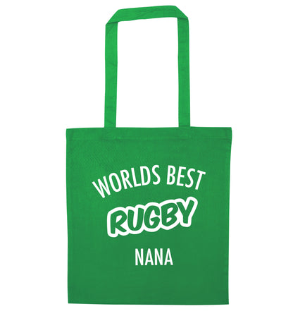 Worlds Best Rugby Grandma green tote bag