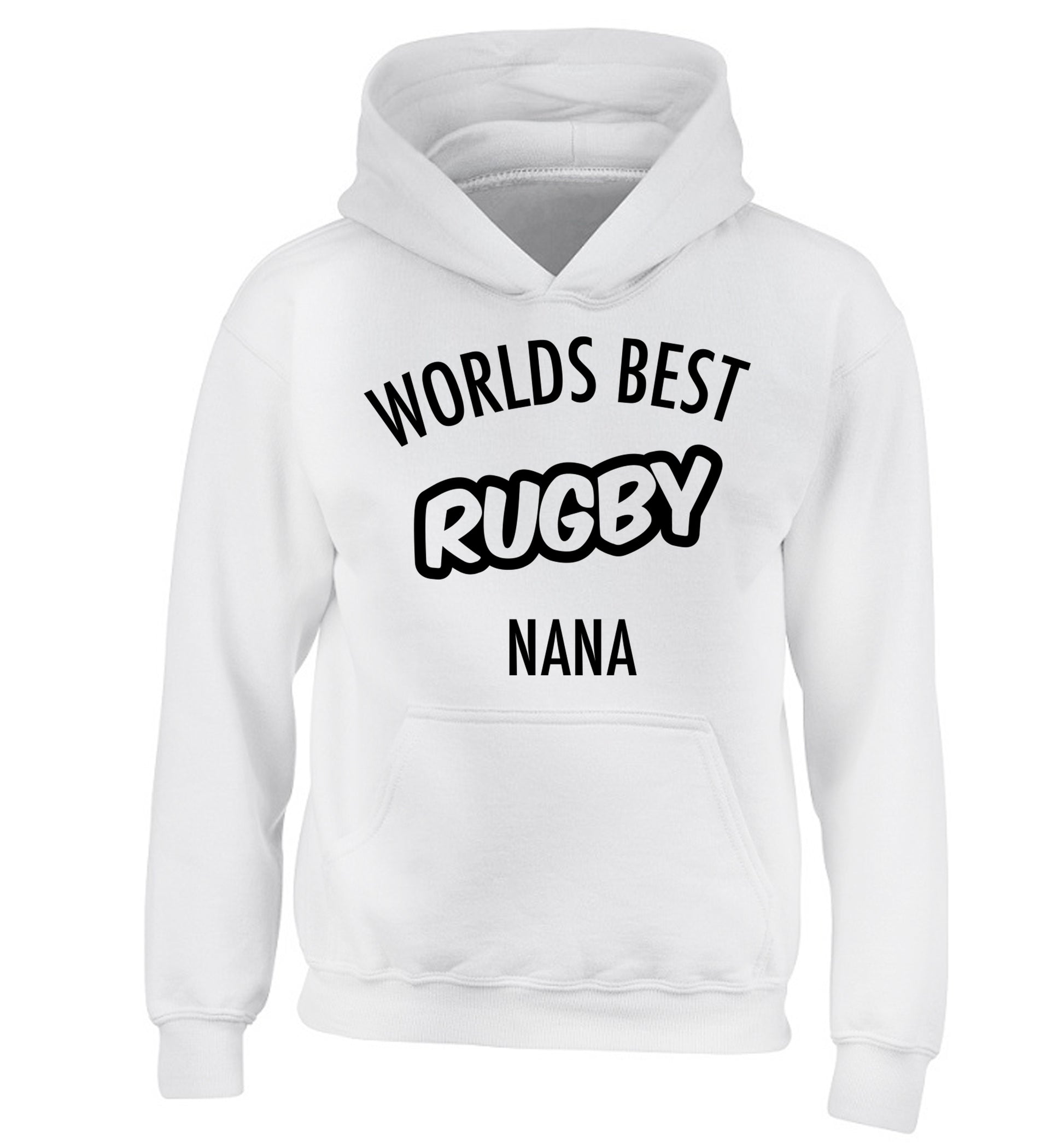 Worlds Best Rugby Grandma children's white hoodie 12-13 Years