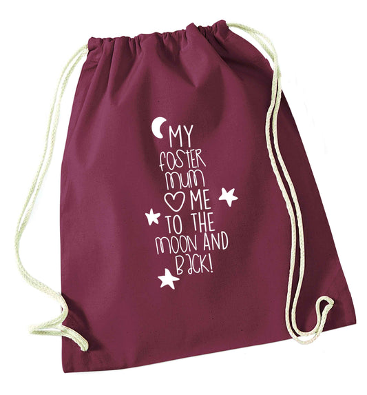 My foster mum loves me to the moon and back maroon drawstring bag