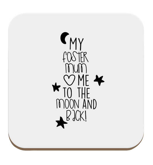 My foster mum loves me to the moon and back set of four coasters