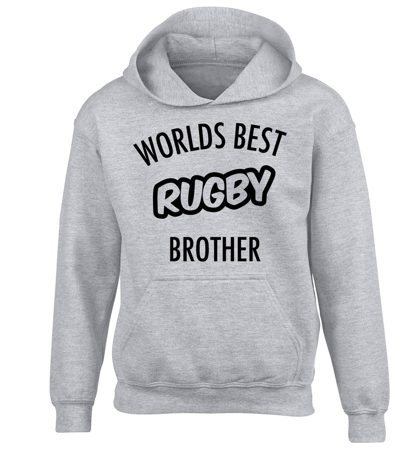 Worlds best rugby brother children's grey hoodie 12-13 Years