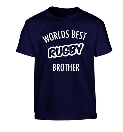 Worlds best rugby brother Children's navy Tshirt 12-13 Years
