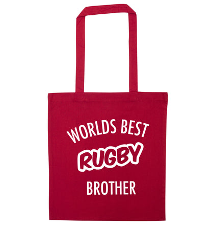 Worlds best rugby brother red tote bag