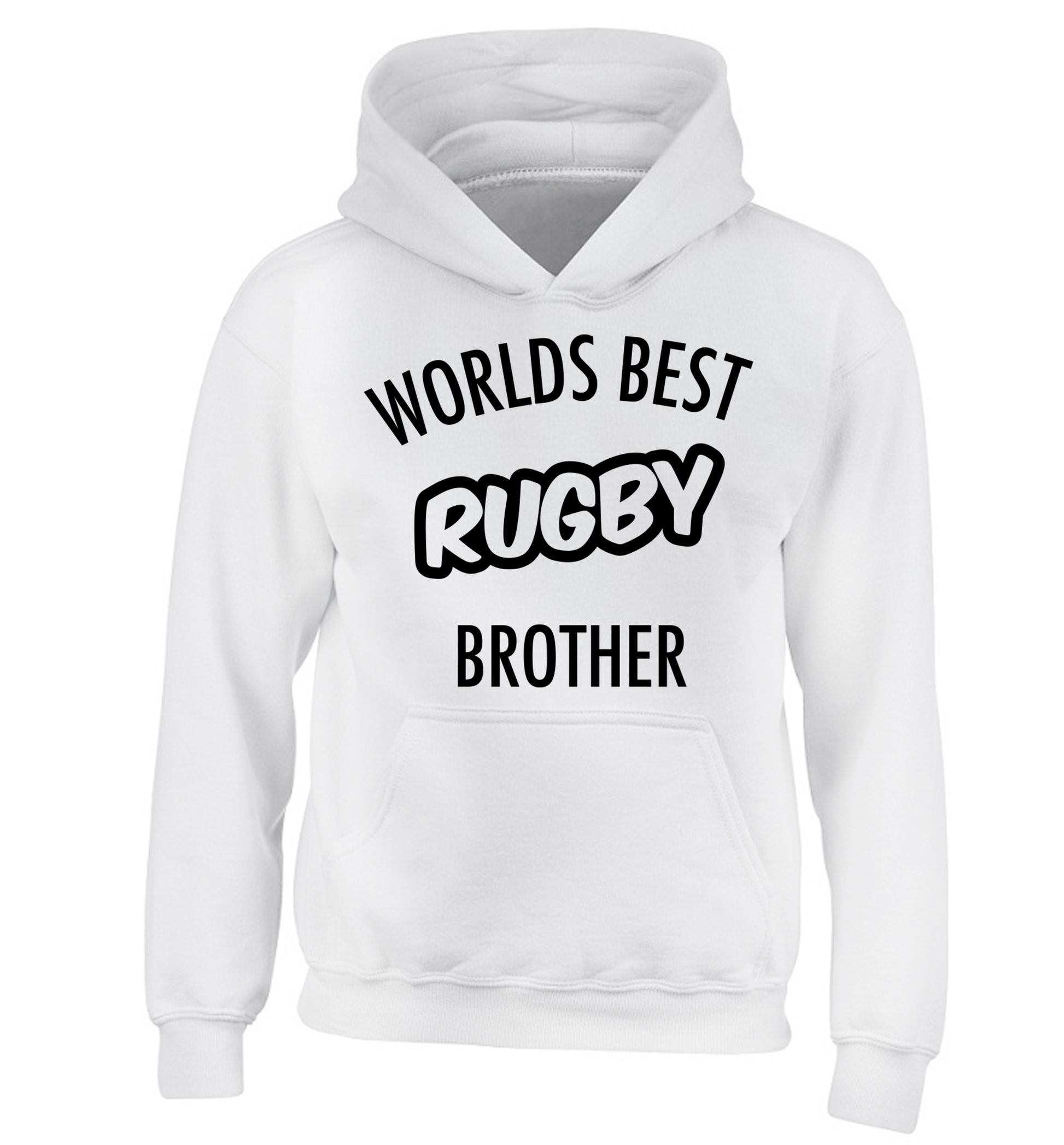 Worlds best rugby brother children's white hoodie 12-13 Years