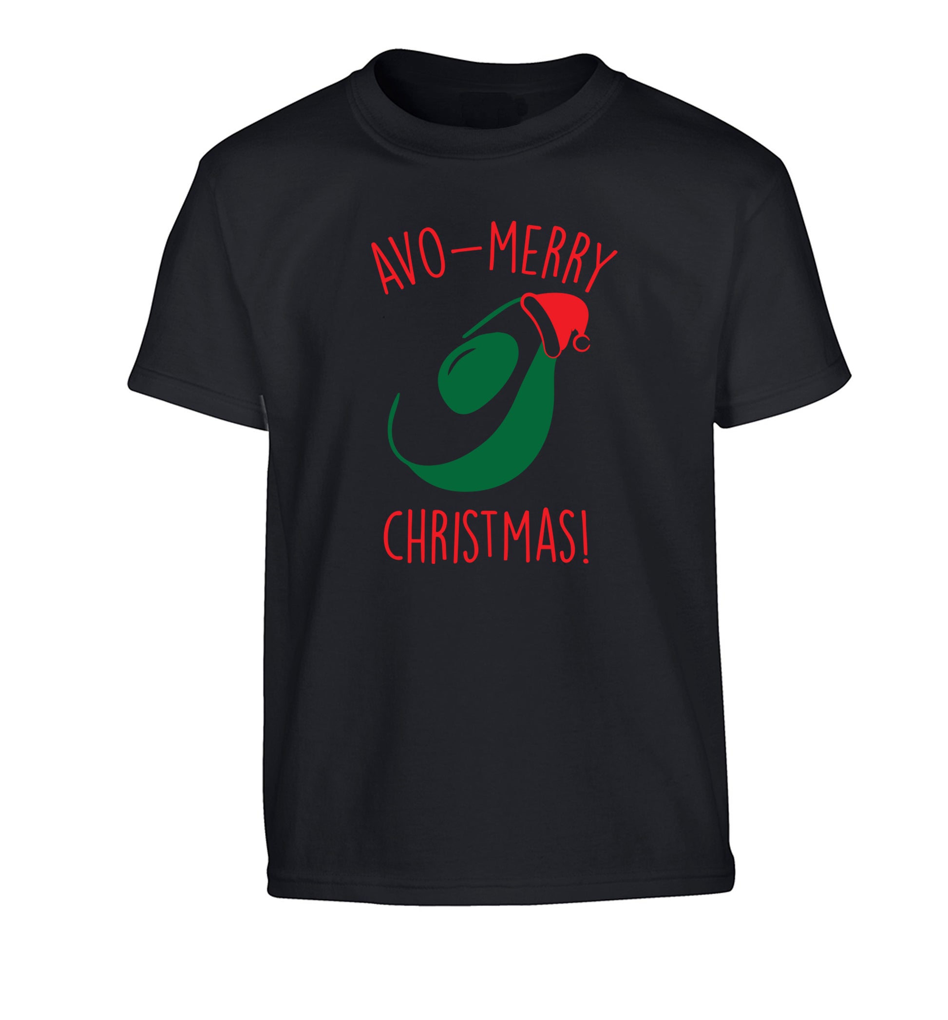 Avo-Merry Christmas Children's black Tshirt 12-13 Years