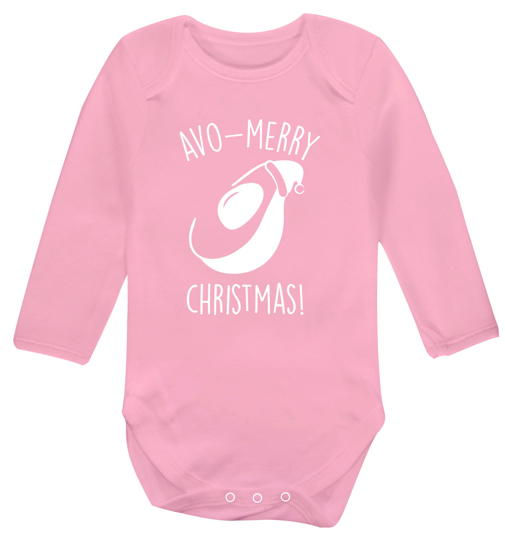 Avo-Merry Christmas Baby Vest long sleeved pale pink 6-12 months