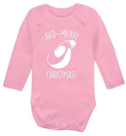 Avo-Merry Christmas Baby Vest long sleeved pale pink 6-12 months