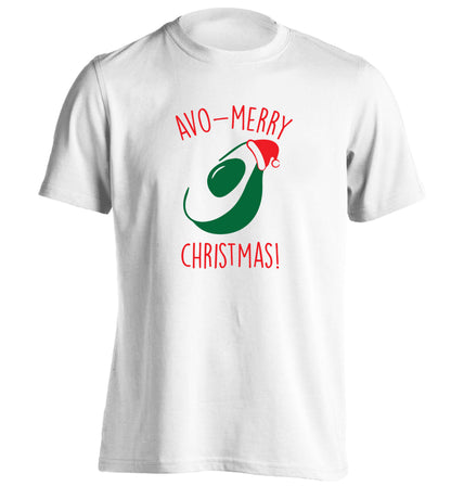 Avo-Merry Christmas adults unisex white Tshirt 2XL