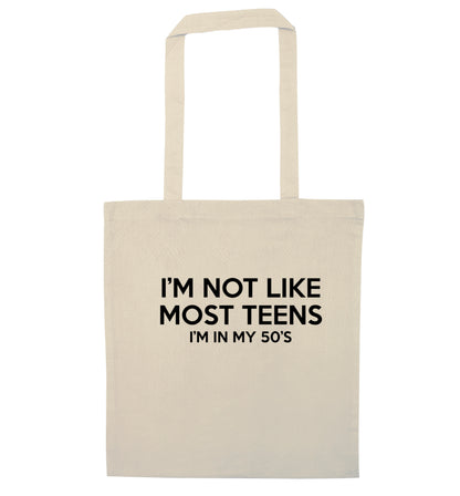 I'm not like most teens (I'm in my 50's) natural tote bag