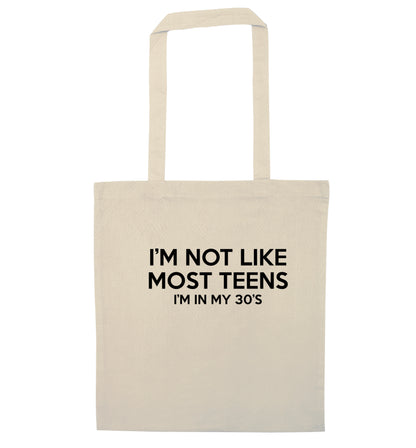 I'm not like most teens (I'm in my 30's) natural tote bag