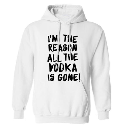 I'm the reason all the tequila is gone adults unisex white hoodie 2XL