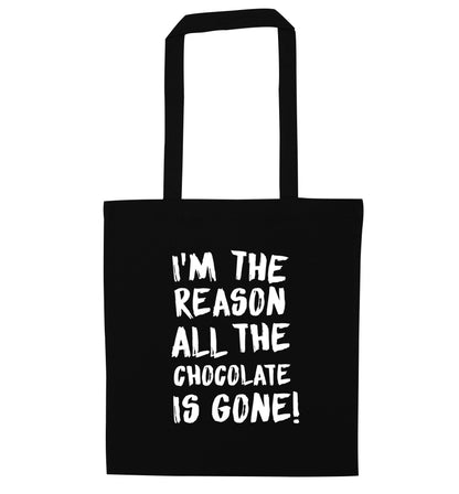 I'm the reason all the eggnog is gone black tote bag