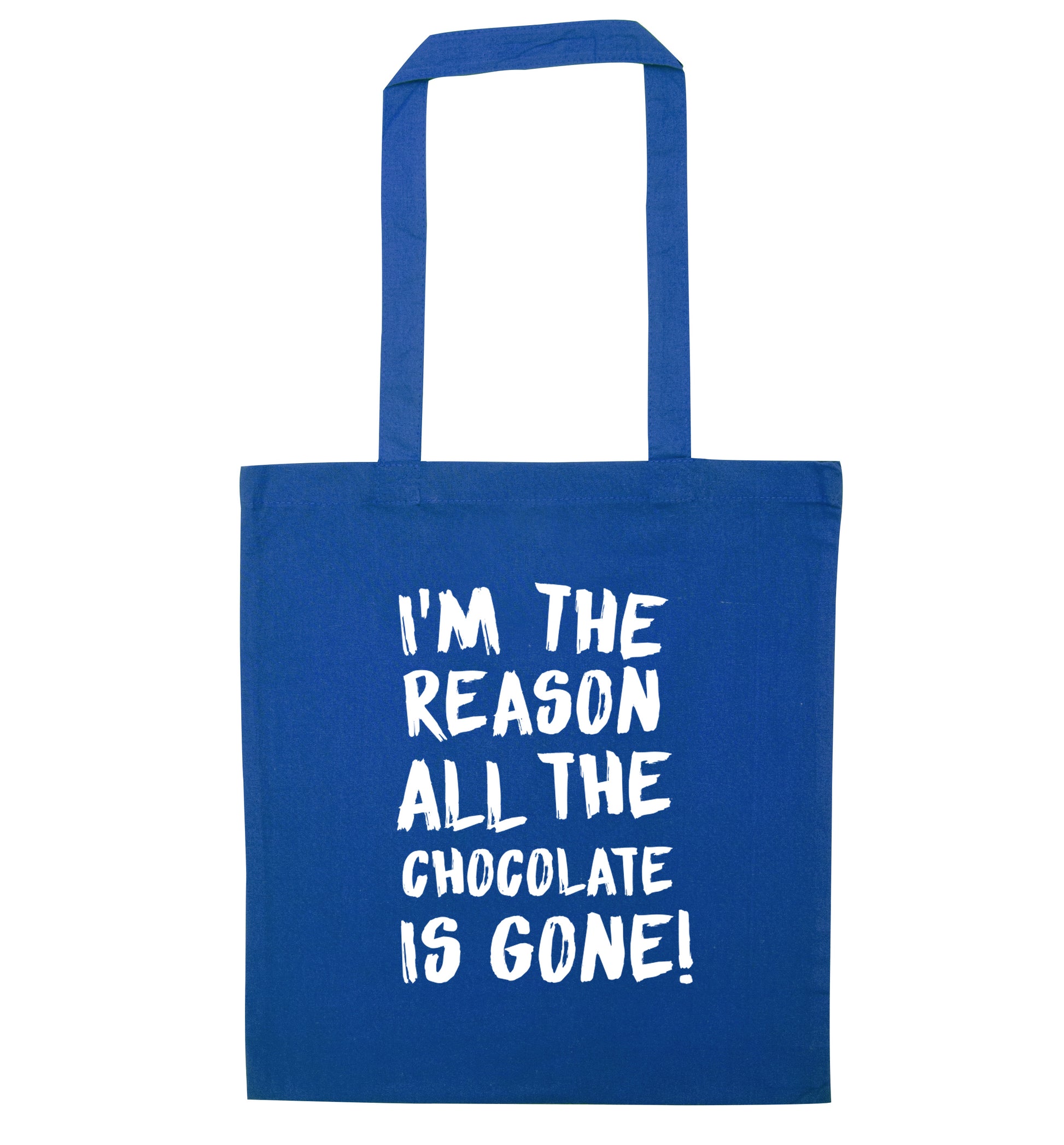 I'm the reason all the eggnog is gone blue tote bag