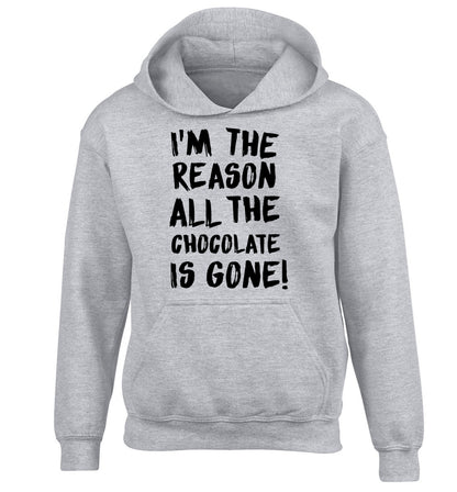 I'm the reason all the eggnog is gone children's grey hoodie 12-13 Years