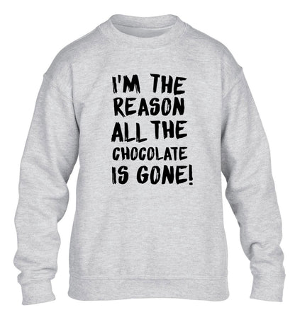 I'm the reason all the eggnog is gone children's grey sweater 12-13 Years