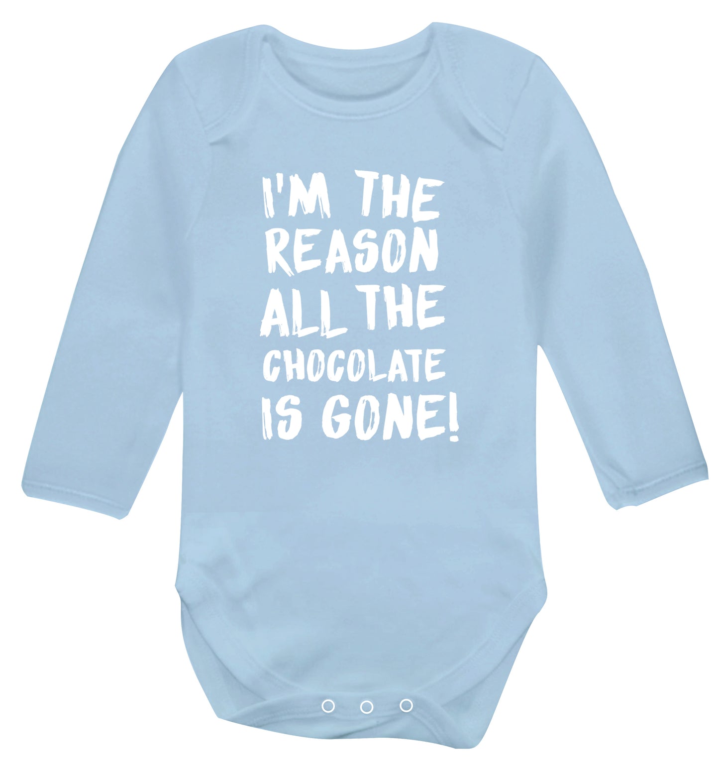 I'm the reason all the eggnog is gone Baby Vest long sleeved pale blue 6-12 months