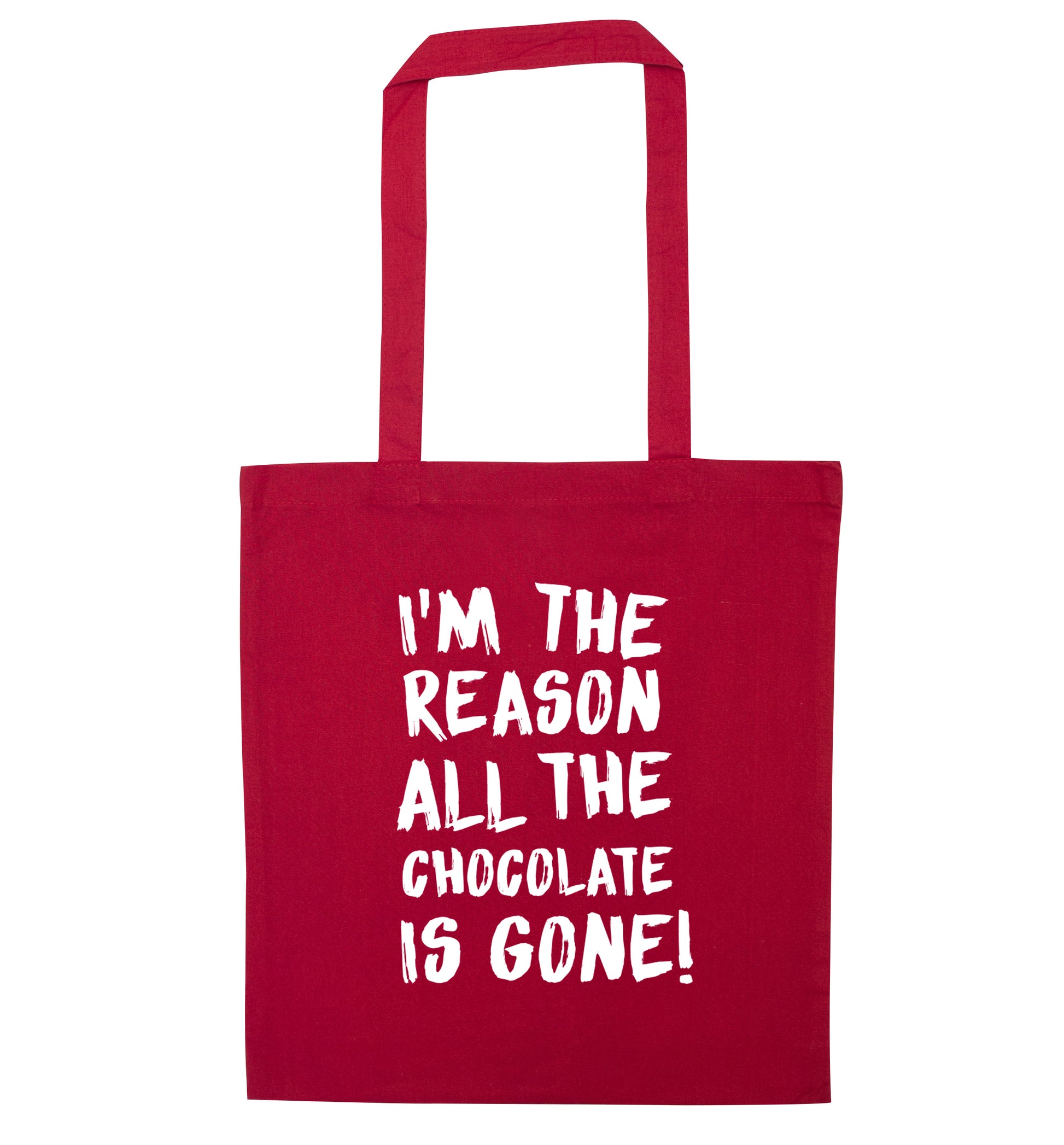 I'm the reason all the eggnog is gone red tote bag