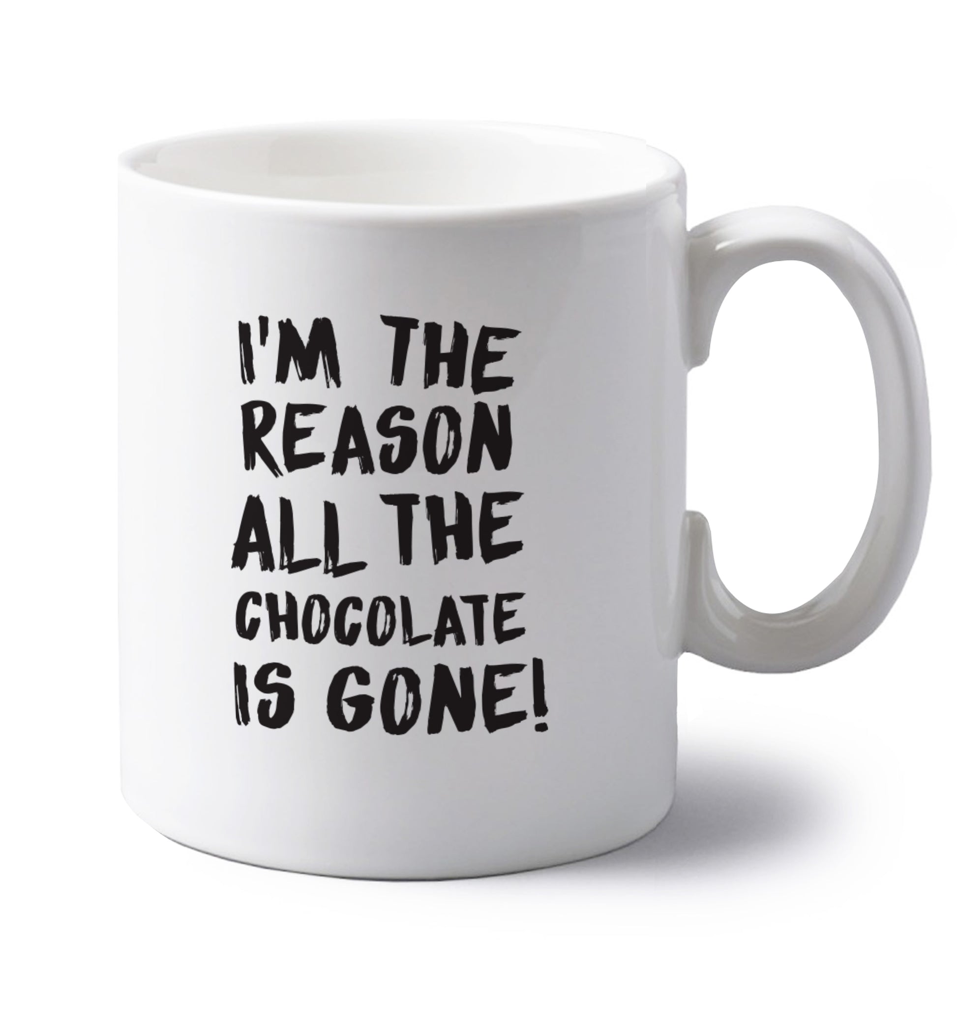 I'm the reason all the eggnog is gone left handed white ceramic mug 