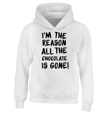 I'm the reason all the eggnog is gone children's white hoodie 12-13 Years