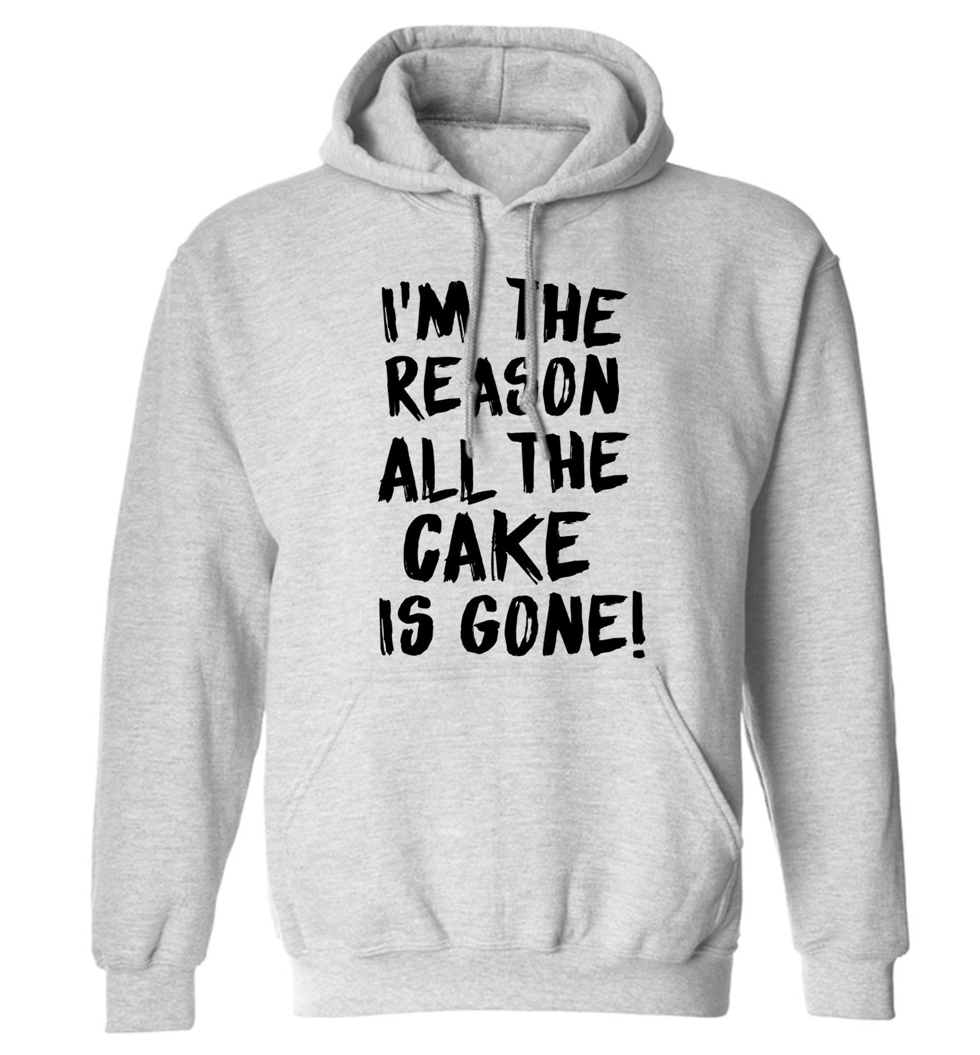 I'm the reason all the cake is gone adults unisex grey hoodie 2XL