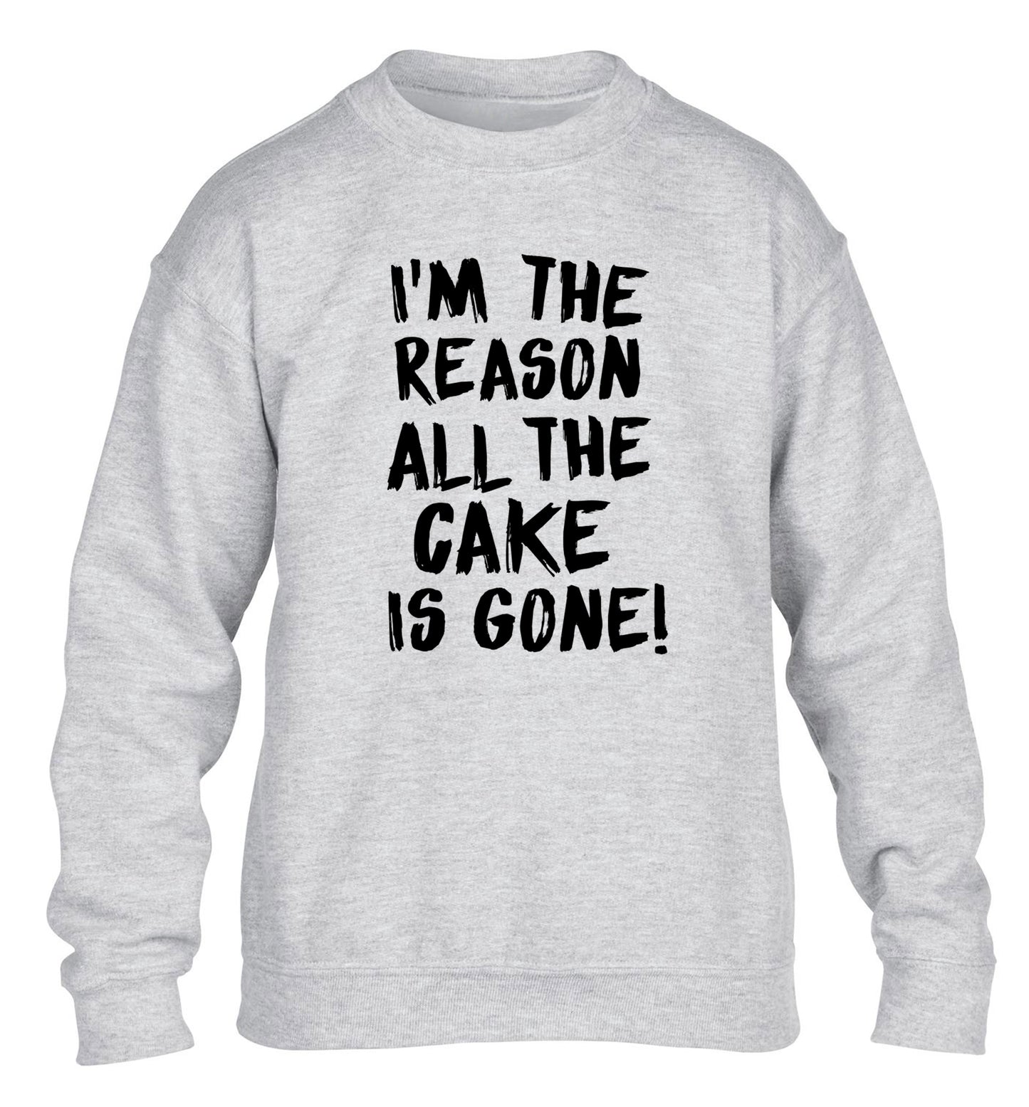 I'm the reason all the cake is gone children's grey sweater 12-13 Years