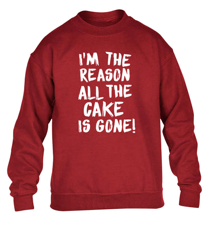 I'm the reason all the cake is gone children's grey sweater 12-13 Years